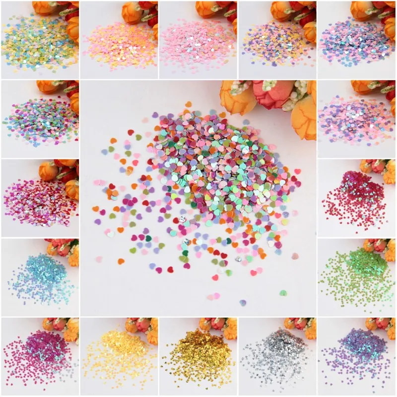

10/20g Nail Sequins 4mm Love Heart Shape PVC Loose Sequins Paillettes for Nail Art Wedding Craft wedding Decoration Confetti