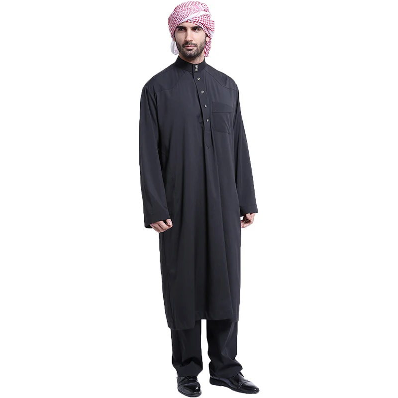 Babalet Men's Mock Neck Solid Thobe Sets Islamic Muslim Salwar Suits ...