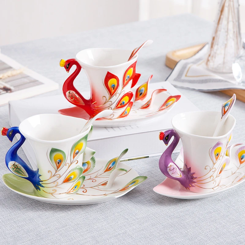 Blau Kaffeebecher-Set mit Teller und Löffel Tasse und Untertasse Blau Kaffeebecher-Set mit Teller und Löffel Tasse und Untertasse