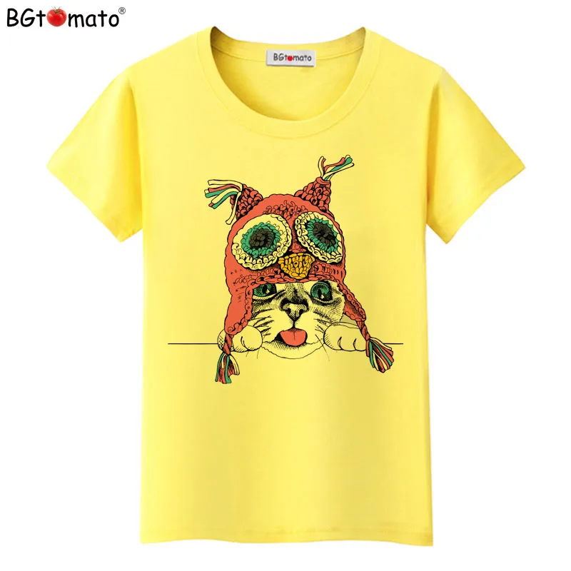 

BGtomato Winter cat lovely cartoon tshirt women Hot sale brand new harajuku t-shirt female Super cool clothes