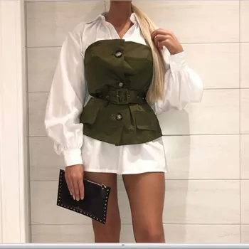 

New Fashion Womens Tube Tops Solid Color Belt Button Slim Outer 2 Color Tube Tops Summer Casual Sleeveless Backless Top 2019 Hot