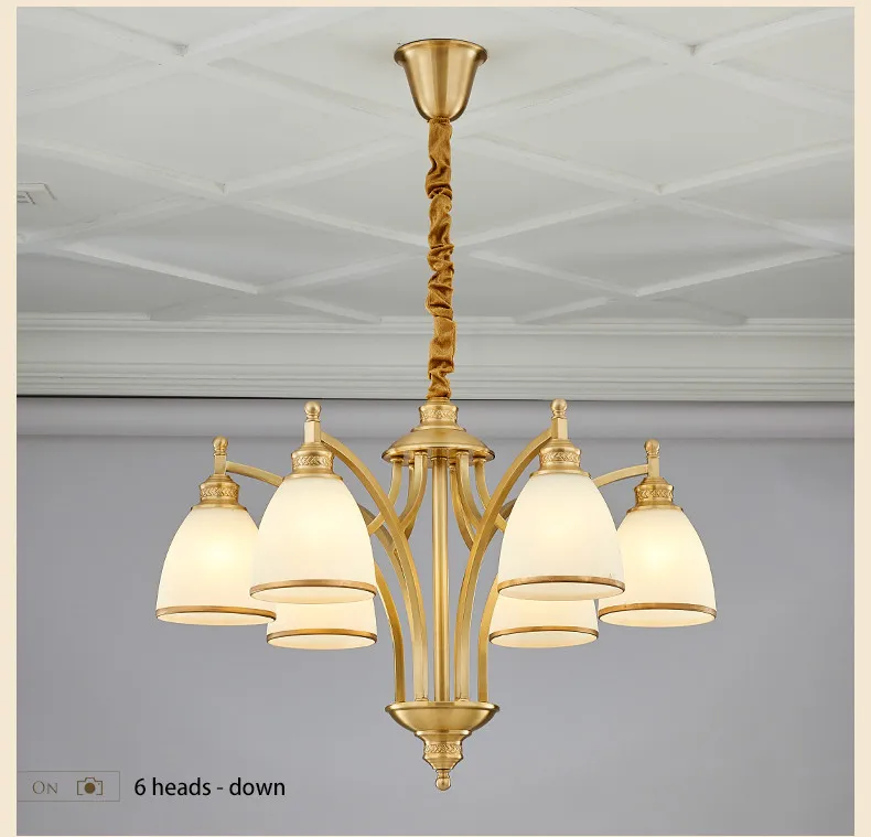 Современный американский светодиодный Люстра стеклянный абажур медь абажура в простом стиле для гостиной, спальни, лампа для чтения E27