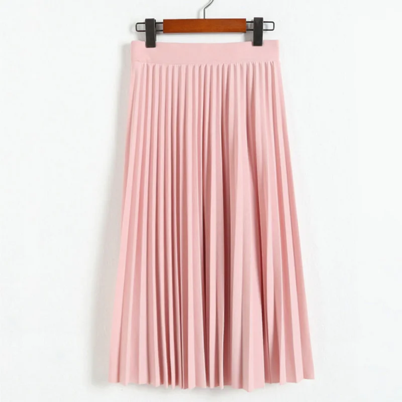 Плиссированная юбка леди лето/осень Европейский Стиль элегантный тюль плиссированная юбка Для женщин Винтаж розовый модная Юбка Femme F3