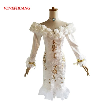 

VEVEFHUANG Game Identity V Vera Nair Cosplay Costume No more tonight Wedding Dress White Dress Halloween Costume For women New