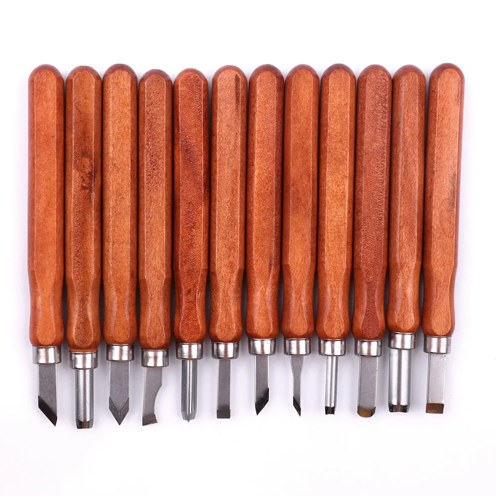Professional 12Pcs SK2 Steel Wood Carving Tools Set Cutter Woodcut