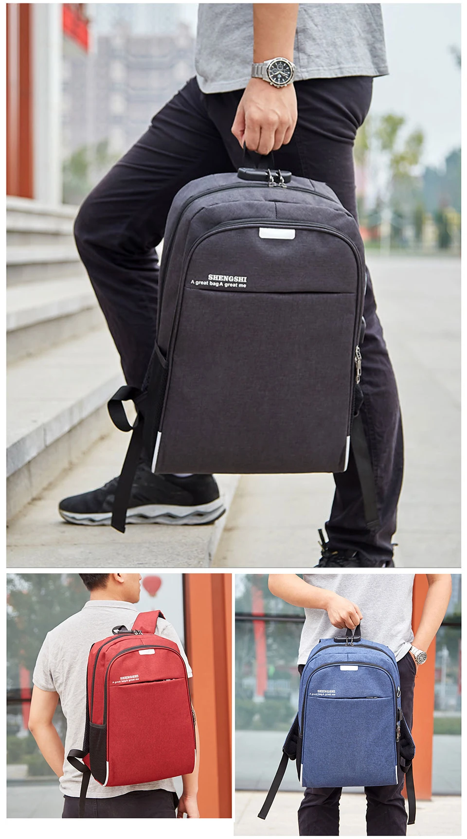 Anti Theft Backpack Men Backpacks Laptop 17 Inch 15.6 Male Female Backpacking USB Charging Student Notebook Bagpack Travel Bags (12)