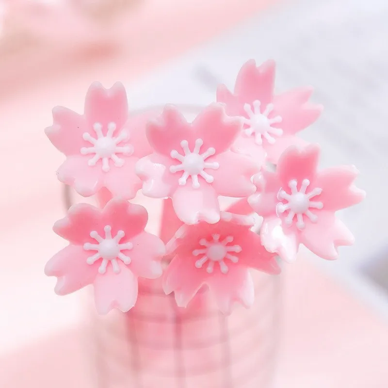 1 Piece Lytwtw's Silicone Pink Creative Cute Cherry Blossoms Flower Stationery Office School Supplies Gift Simulation Gel Pens