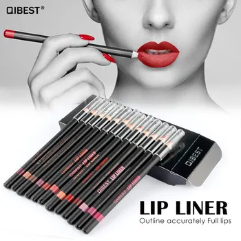 

QIBEST 12pcs Lip Liner Pencil Lipstick Lip Beauty Makeup Waterproof 12 Colors Cosmetics Lipliner Pen Lip Stick Makeup Tools