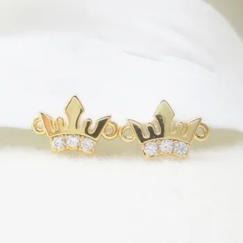 

K color Gold color Zircon Crown connecting holes connector charms crystal pendant for jewelry making 10*7mm 5pcs