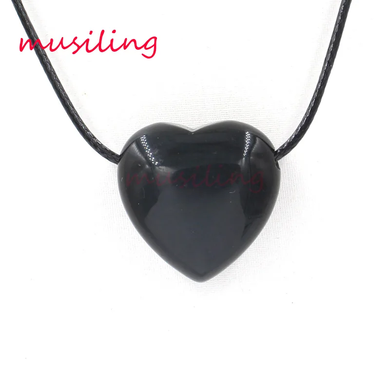 

Retail Jewelry Heart Pendant Necklace Chain Natural Stone Obsidian Reiki Pendulum Accessories Fashion Jewelry For Women 1pcs