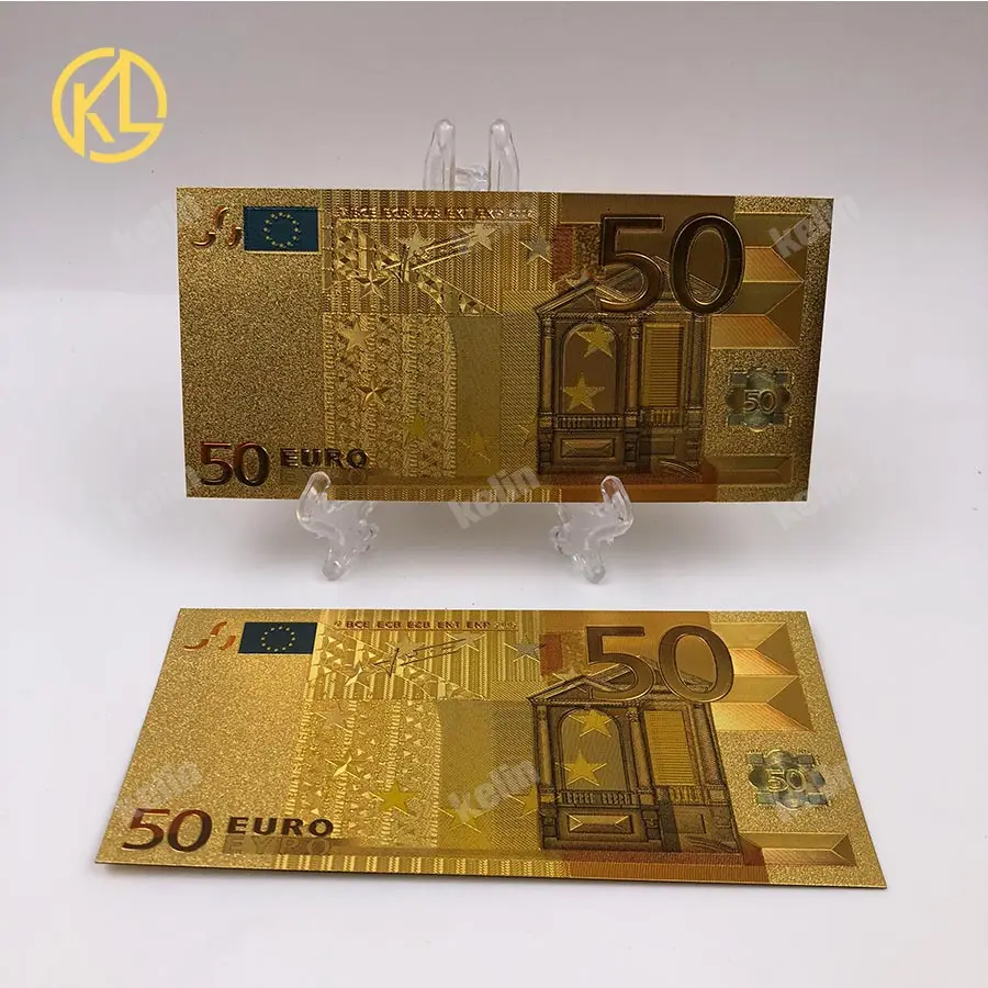 Набор цветных банкнот с золотым покрытием из металла, 7/8 шт, Евро 5 10 20 50 100 200 500 для коллекции банкнот и ценного подарка