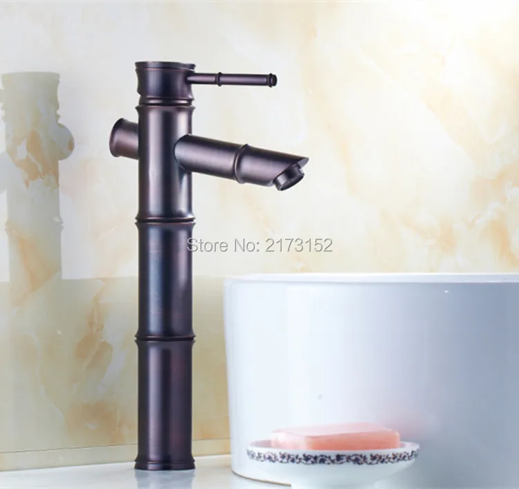 

Free Shipping Bamboo Shape Oil Rubbed Bronze Tall Bathroom Sink Mixer Tap Single Handle Single Hole ORB Basin Faucet O-024