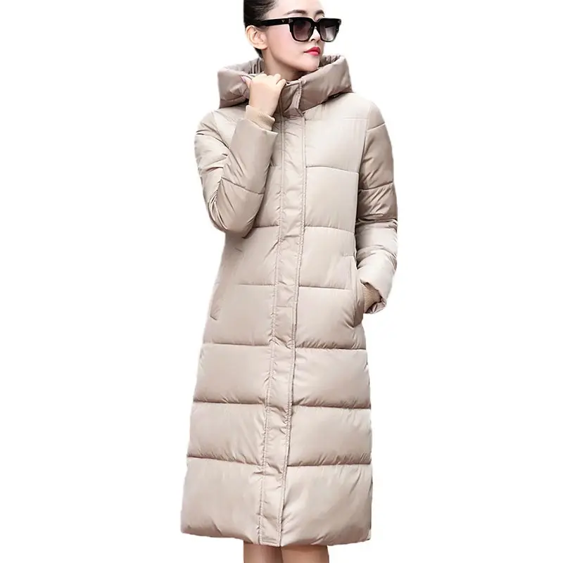 2016 Зимняя куртка Для женщин с капюшоном Тонкая х-длинный абзац камуфляж пальто толстые теплые мягкие женские макси хлопковая куртка nw0055