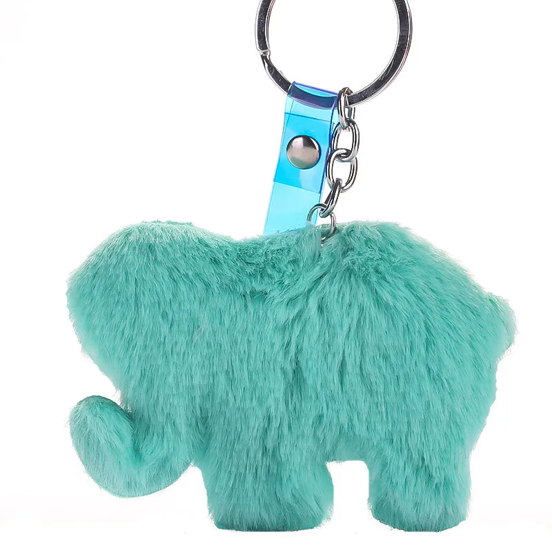

Plush Colorful Pompoms Elephant Keychain Women Bag Car Pendant Multicolor Cute Key Pendant Key Chain Fashion Jewelry