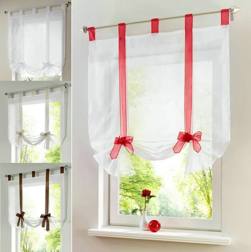 

European Style Tulle Curtains Wave Blinds Stitching Colors Living Room Balcony Tieblinds Window Curtain 1pcs