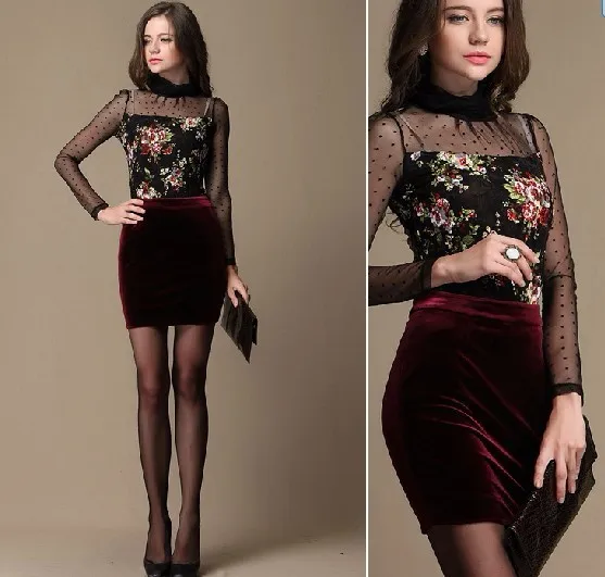 EAST-KNITTING-FASHIONS-FREE-SHIPPING-X-069-2014-New-Women-slim-hips-Velvet-mini-skirt-tight