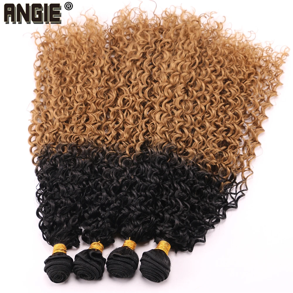 Angie более 30 дюймов Омбре кудрявые вьющиеся волосы плетение черный до золотой синтетические волосы для наращивания для черных женщин
