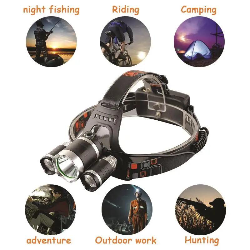 LED Headlight 12000 Lumen Head Lamp Flashlight Battery Charger For Camping
