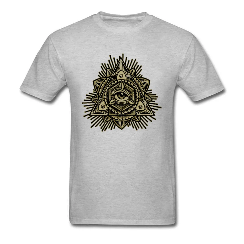 Sacred Trinity Eye Tops & Tees Latest Round Neck Fashionable Short Sleeve 100% Cotton Men T Shirt Printing Tee-Shirt Sacred Trinity Eye grey