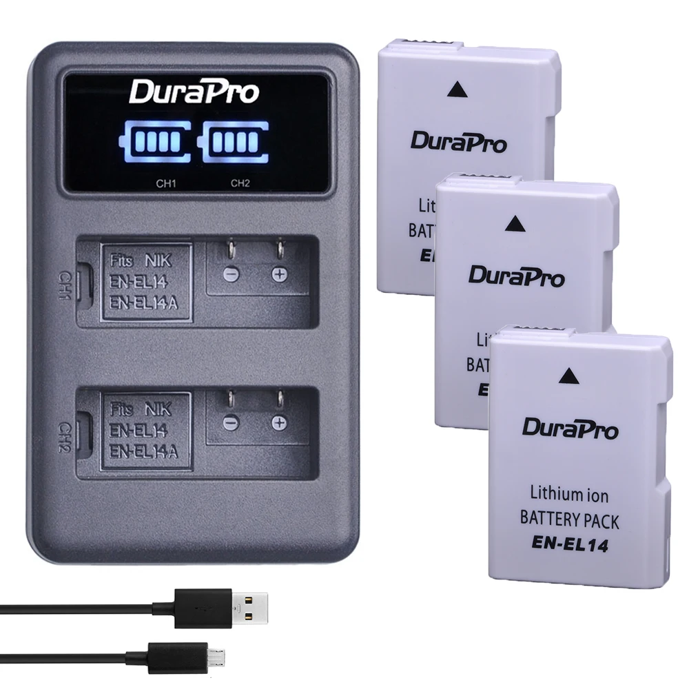 1200mAH EN-EL14 EN EL14 EL14A батарея камеры + LED USB зарядное устройство для Nikon d5300 d5200 d5100 d3100 d3200