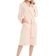 Женские пижамы, летние одноцветные хлопковые пижамы, ночная рубашка, женское белье, халаты с поясом