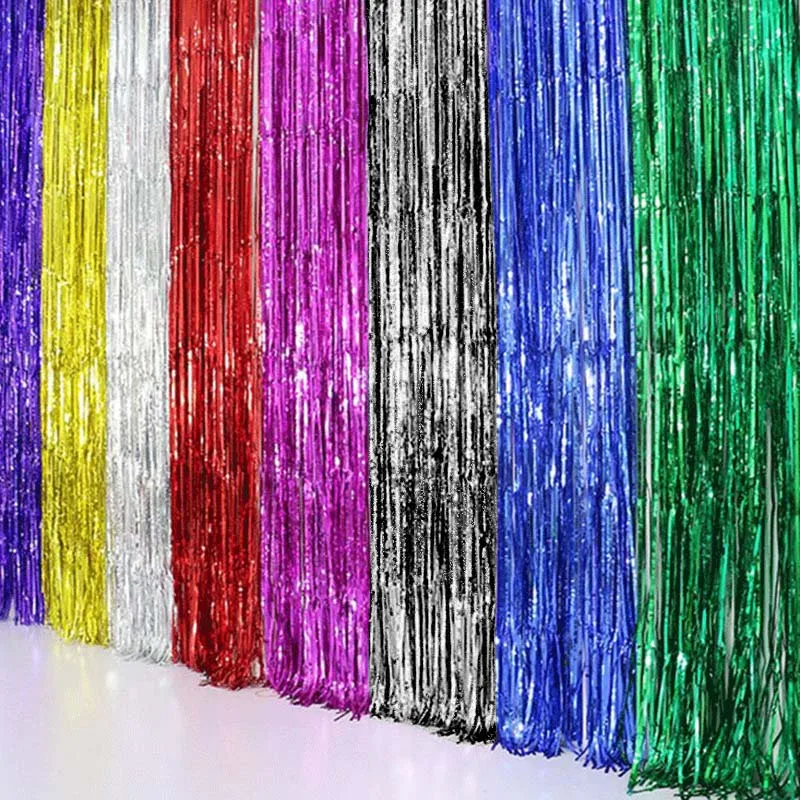 

Beatiful Metallic Foil Curtain Wedding Decor Backdrop Foil Fringe Tinsel Shiny Backdrop Birthday Party Christmas Decoration