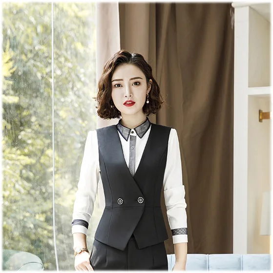 IZICFLY официальная деловая летняя офисная одежда для женщин костюмы с юбкой и топы tailleur femme jupe et veste Элегантный жилет 4XL - Цвет: black waistcoat