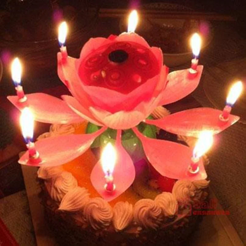 Buy 2pcs New Arrival musical lotus flower candles