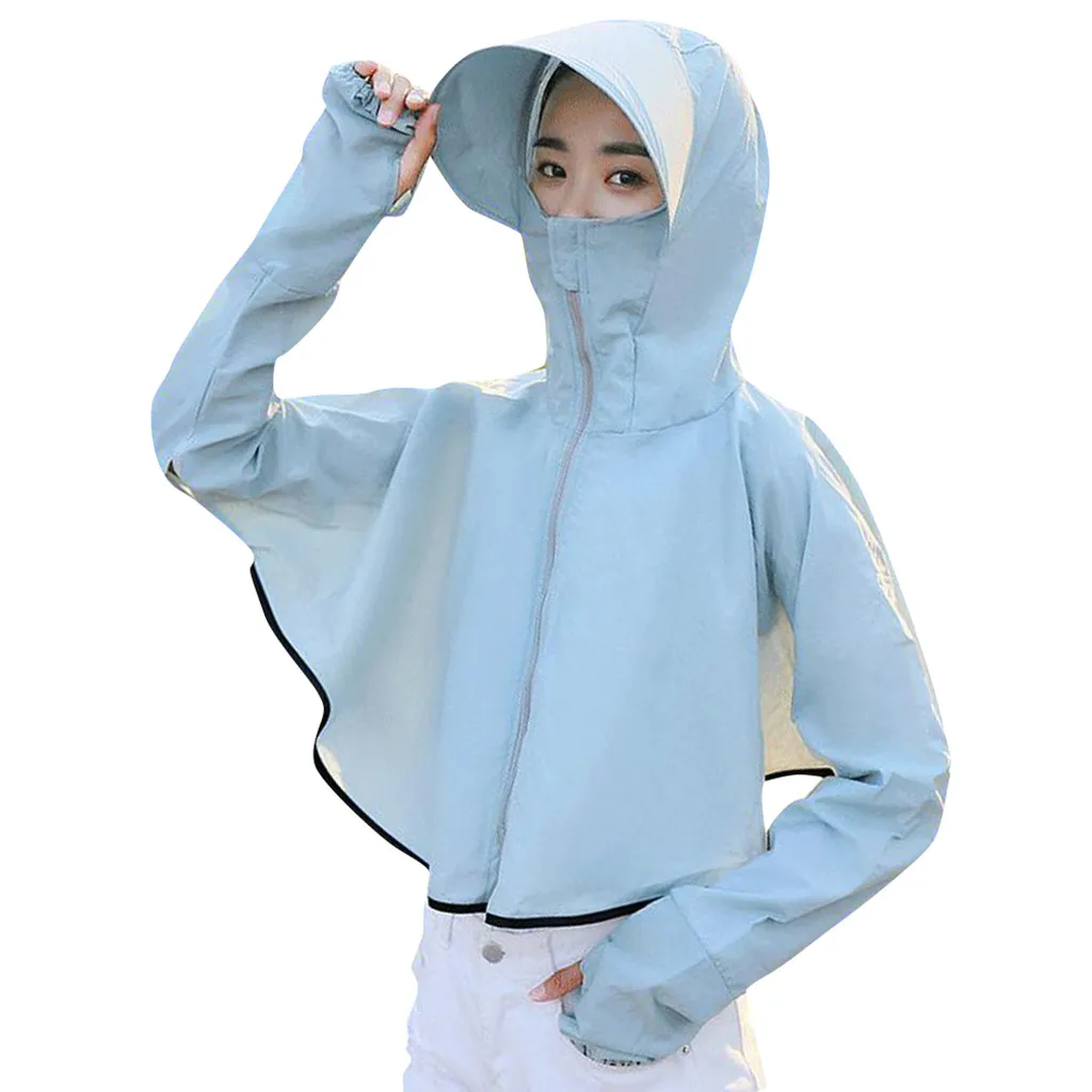 

Women Sun Protection jacket hat Hooded Coat Anti-UV Jacket Hat Summer Breathable Cycling Quick Dry d90516