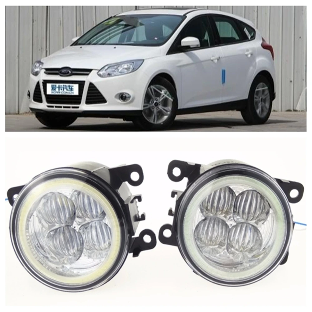 For FORD FOCUS MK3 Saloon 2011 2015 10W high brightness LED Angel eyes fog lights Car styling