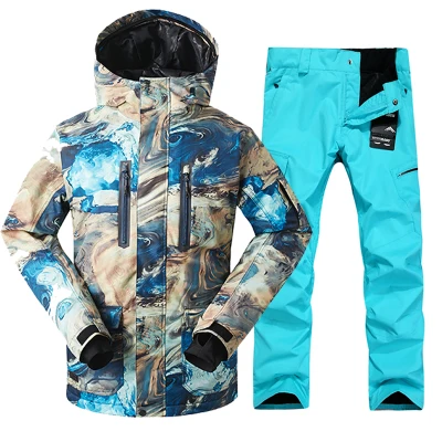 GSOU Снежный мужской лыжный костюм ветрозащитная Водонепроницаемая спортивная одежда зимняя куртка брюки лыжный сноуборд одежда брючный костюм - Цвет: Color 5