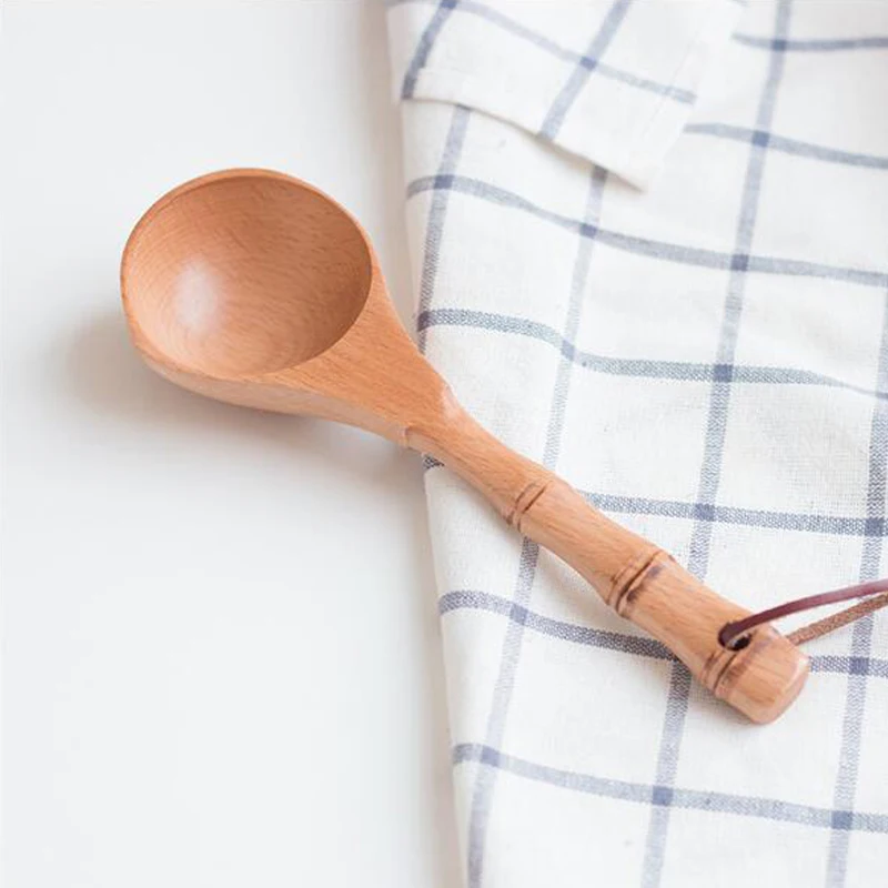 AIRCHR 2PCS Wooden Ladle Soup Big Round Spoon Serving Porridge Water Classical Chinese Kitchenware | Дом и сад