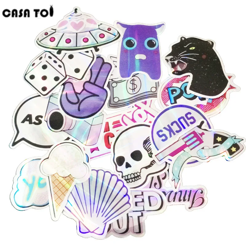 19 Pcs Reflective Decorative Decolorizing Decals Office Computer