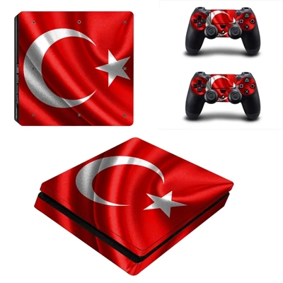 Турция флаг кожи Стикеры чехол для Playstation 4 Slim PS4 SLIM консоли и виниловые наклейки 2 контроллеры игры протектор - Цвет: YSP4S-1827