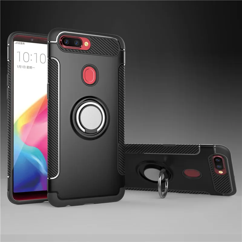 

For OPPO R9S R11S Plus Case Car Holder Magnetic Suction Ring Bracket Shockproof Rugged Armor Shell Phone Cover For R17 R15 Dream
