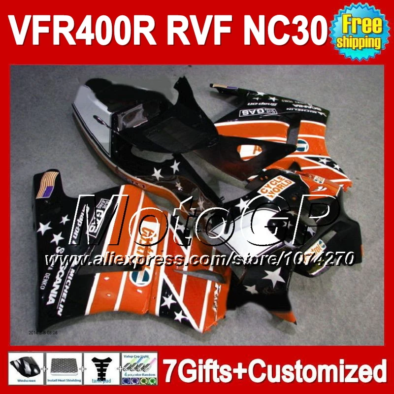7 подарки оранжевый черный для HONDA NC30 VFR400R 89 90 91 92 93 P52120 нвф 400R RVF400R 1989 1990 1991 1992 1993