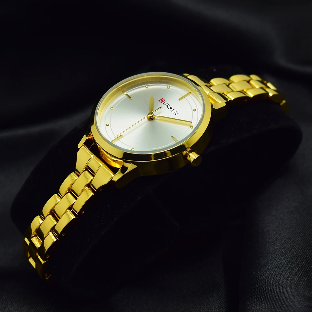 CURREN Simple Black Bracelet Watch Women Wrist Watches Ladies Womens Wristwatch For Female Clock Montre Femme Relogio Feminino - Цвет: gold white