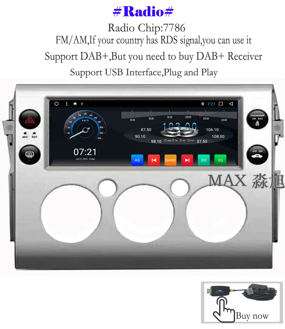 Top MAX 2G RAM 32G ROM 10.25" Android 8.1.0 Car DVD For Toyota FJ Cruiser 2007-2017 Car Radio RDS 4G WiFi SWC GPS Free Map Bluetooth 4