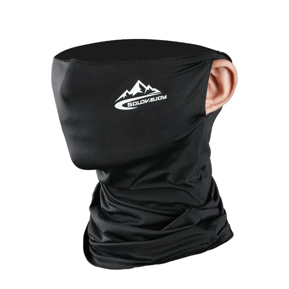 Весенне-летняя велосипедная полумаска для лица из прохладного ледяного шелка, дышащая УФ-защита, спортивный головной убор, маска-повязка для велосипеда - Цвет: Black