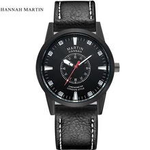 HANNAH Martin Элитный бренд для мужчин's наручные часы модные кожаные аналоговые кварцевые Военная Униформа Спорт водонепроница