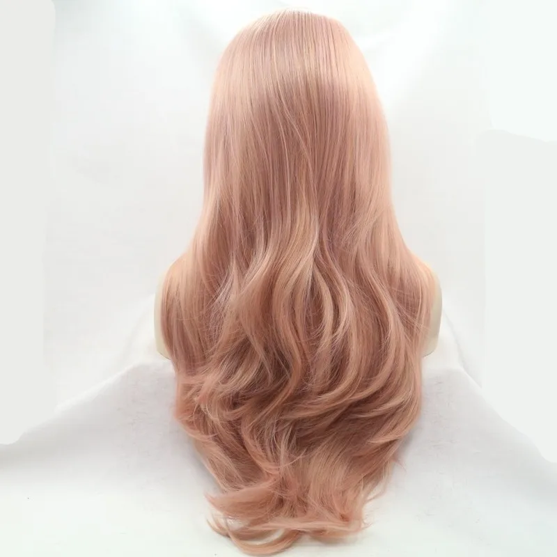 Sylvia розовый парик для волос Смешанный цвет персиковый красный парик с естественными волнами синтетический парик для женщин Термостойкое волокно