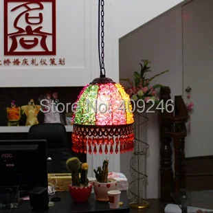 

Mediterranean Style Handmade Beaded Colours Crystal LED Ceiling Light
