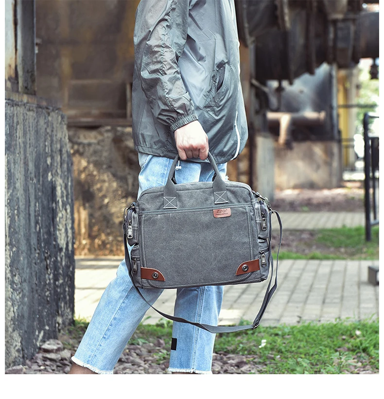 Многофункциональные холщовые сумки высокого качества, мужская деловая сумка, Повседневная Сумка-тоут для мужчин, дорожная винтажная одноцветная сумка, портфель XA107WC