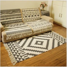 AOVOLL ковер ручной работы из хлопка с кисточками окрашенный в пряже коврик для спальни японская ткань машинная стирка гостиная чайный коврик для стола