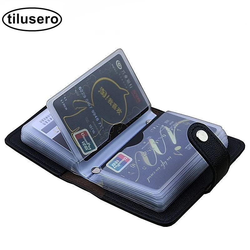 

Fashion PU Leather Function 24 Bits Card Case Business Card Holder Men Women Credit Passport Card Bag ID Passport Card Wallets