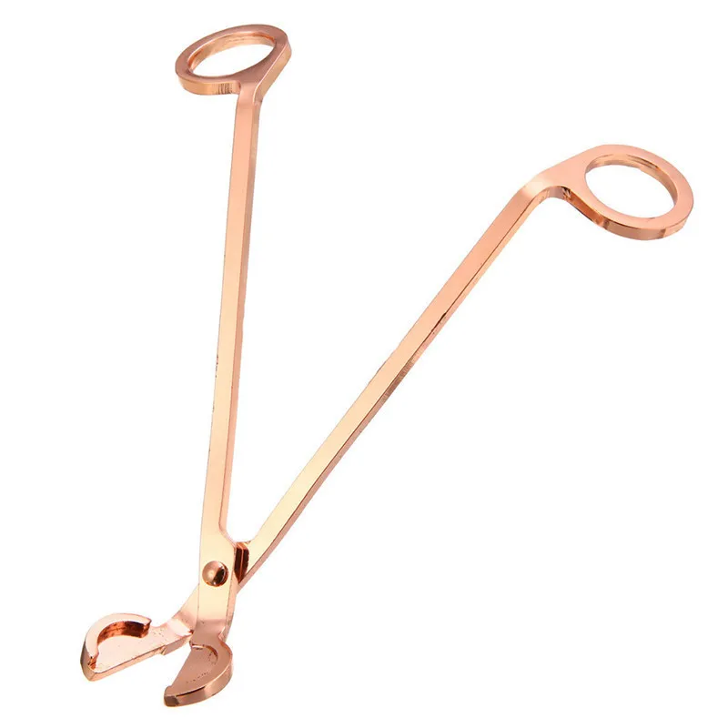 Creative Stainless Steel Candle Wick Trimmer Oil Lamp Trim Scissor Cutter Tool Hook Clipper Rose Gold Round Head Candle Scissors - Цвет: rose  gold