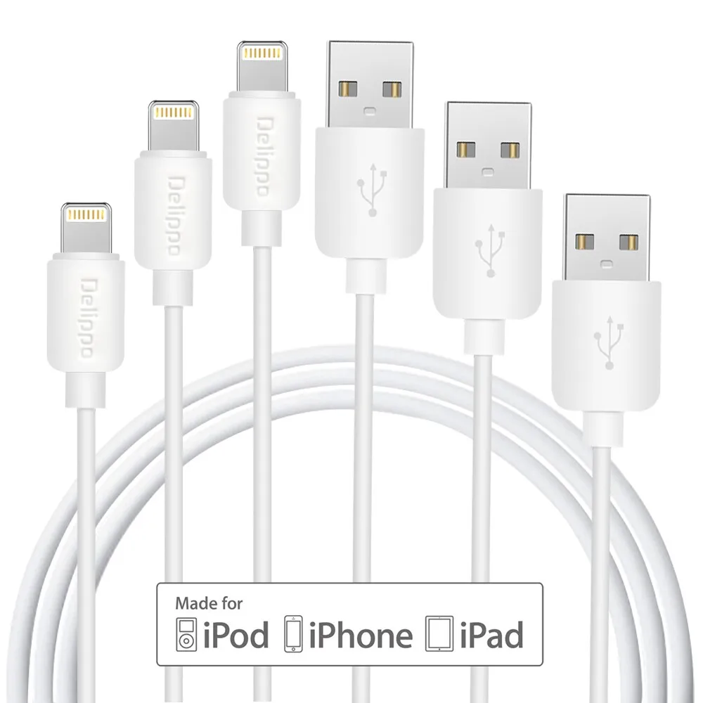 

Delippo For Apple MFi Certified 3 Pack -1M/3ft USB Charger and Sync Cable for iPhone Extremely Durable