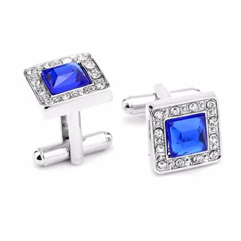 

Wholesale Fashion French style Cuff links elegant blue rhinestone Cuff links new men women party Cufflinks Jewelry gift