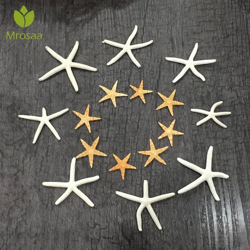 Mrosaa 5-24cm White Sea Shell Five Fingers Natural Star Fish Real shell nautical Home Decor DIY Beach Coastal Wedding - Цена: 