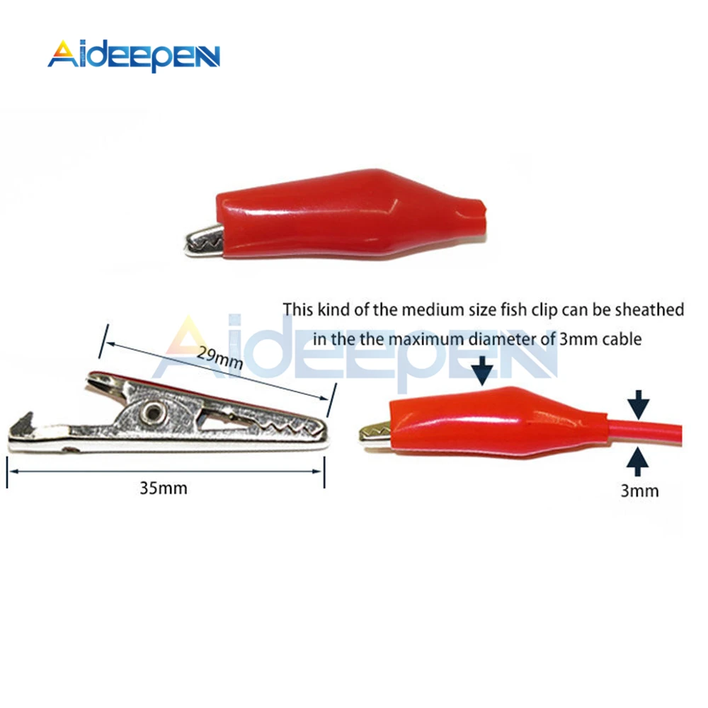 20pcs/lot Metal Alligator Clip P2001 Crocodile Electrical Clamp for Testing Probe Meter Black and Red with Plastic Boot